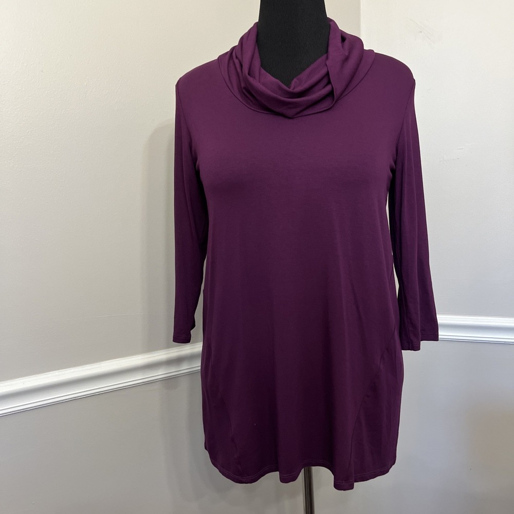 J. Jill Wearever Collection Top Women's Purple Size S Long Sleeve Cowl‎ Neck